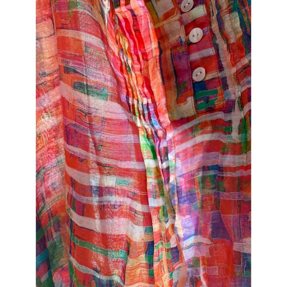 R- LIOR Paris Abstract Multi- Color cotton Silk Long Sleeve Blouse Sz XL - Picture 5 of 7